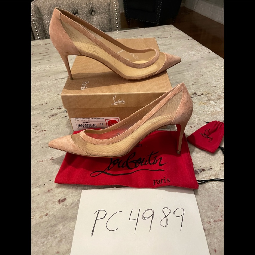 SOLD Christian Louboutin Galativi 70 nude mesh heels 38 - Picture 7 of 12